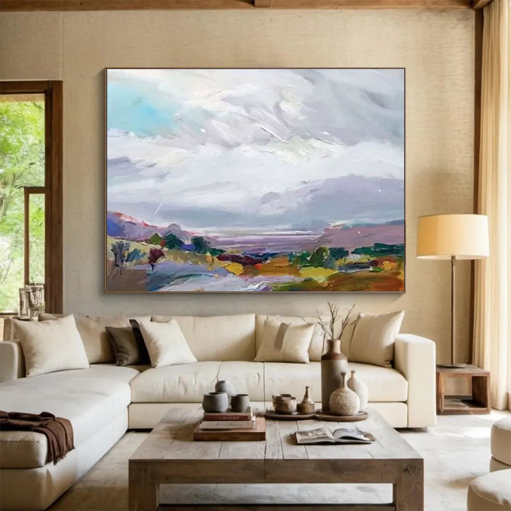 “Colorful Impressionistic Landscape” - Vivid Valley Painting On Canvas DKS442