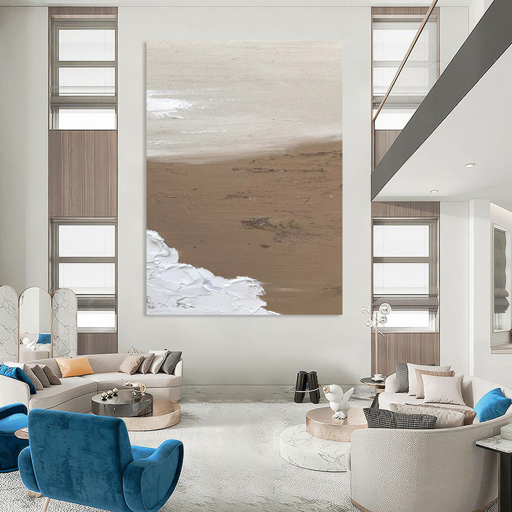 “Beige and White Textured Abstract” - Subtle Landscape - Inspired Painting On Canvas DS375