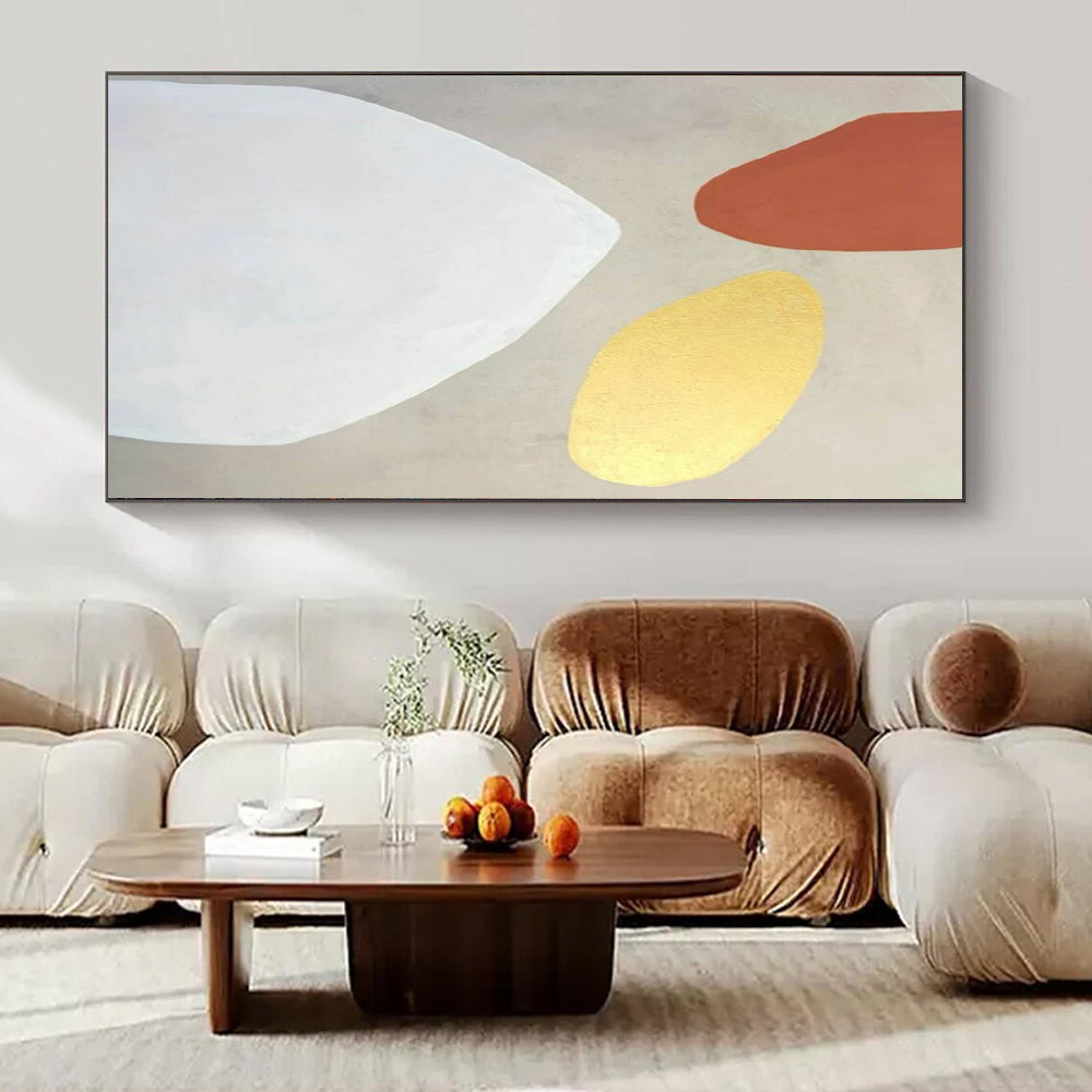 Terracotta, Gold, and White, "Elegant Simplicity" – Minimalist Abstract Painting On Canvas PS0996