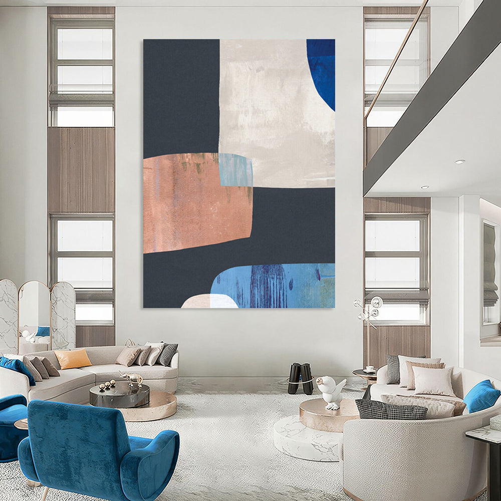 “Geometric Color Blocks” - Modern Shapes & Muted Tones Painting On Canvas DS200