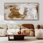 Abstract White and Brown "Expressive Drips" Abstract Expressionist Painting On Canvas PS1085