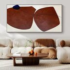Brown, White and Blue with Asymmetric Forms "Asymmetric Allure" Abstract Painting On Canvas PS1115