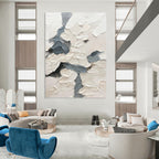 “White - Grey Textured Abstraction” - Impasto Abstract Painting On Canvas PT1165