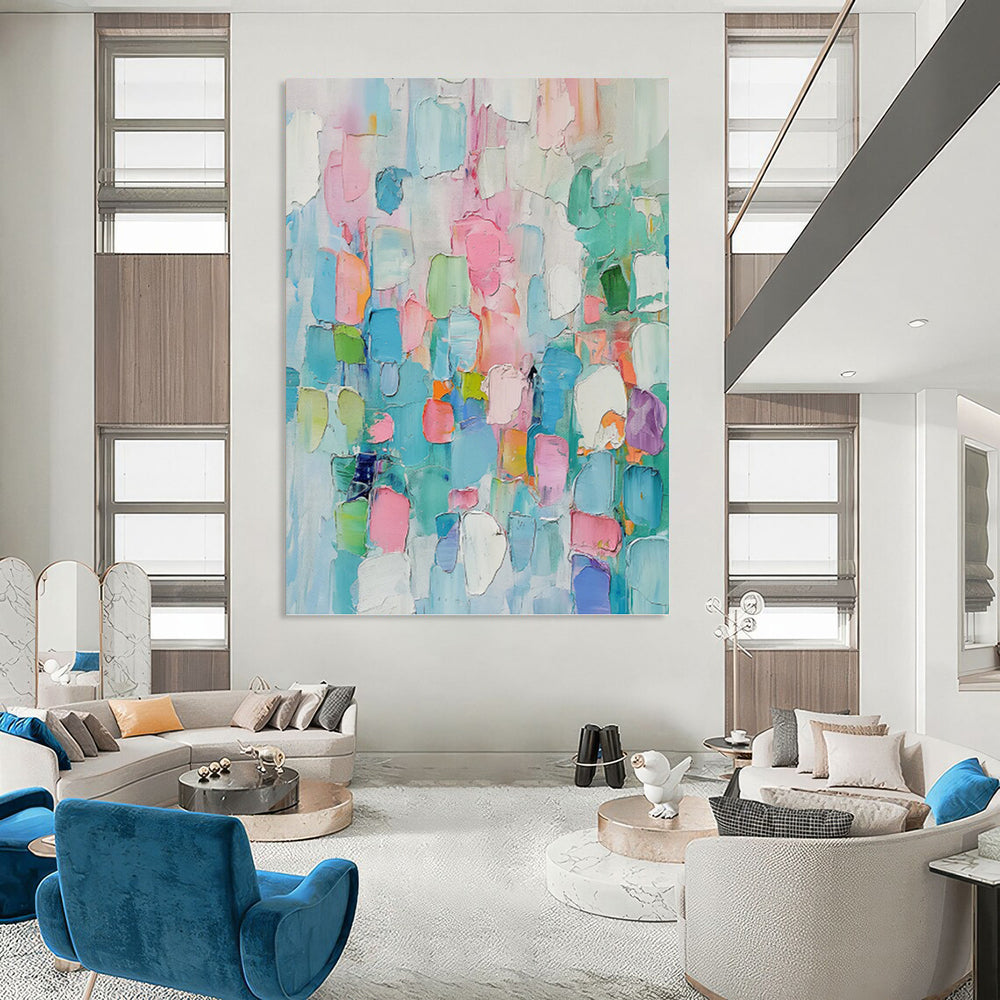 “Pastel Color Block Abstract” - Modernist Color Field Painting On Canvas PT0997