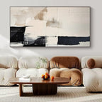 “Beige - Black - Gray Geometric” - Sleek Abstract Painting On Canvas PS0130