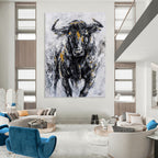 “Gilded Bull Portrait” Painting On Canvas PT1455