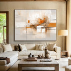 “Light Orange and Beige Abstract Lines” - Minimalist Abstract Painting On Canvas PT097