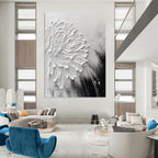 “Textured White Flower” - Impasto Minimalist Painting On Canvas PT2216