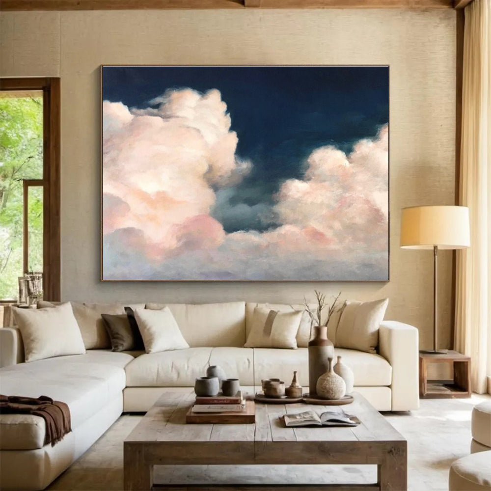 “Pink Clouds in Dark Sky” Landscape Painting On Canvas DKS185