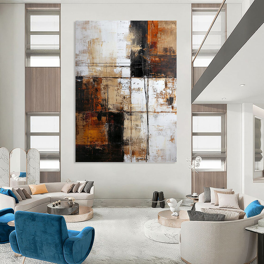 “Rustic Geometric Abstract” - Abstract Expressionist Painting On Canvas PT1308
