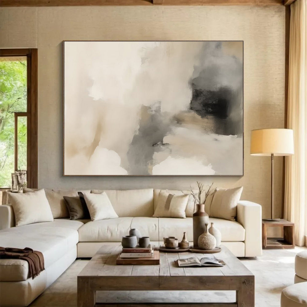 “Beige - Grey Abstract Mist” Abstract Painting On Canvas DKS239