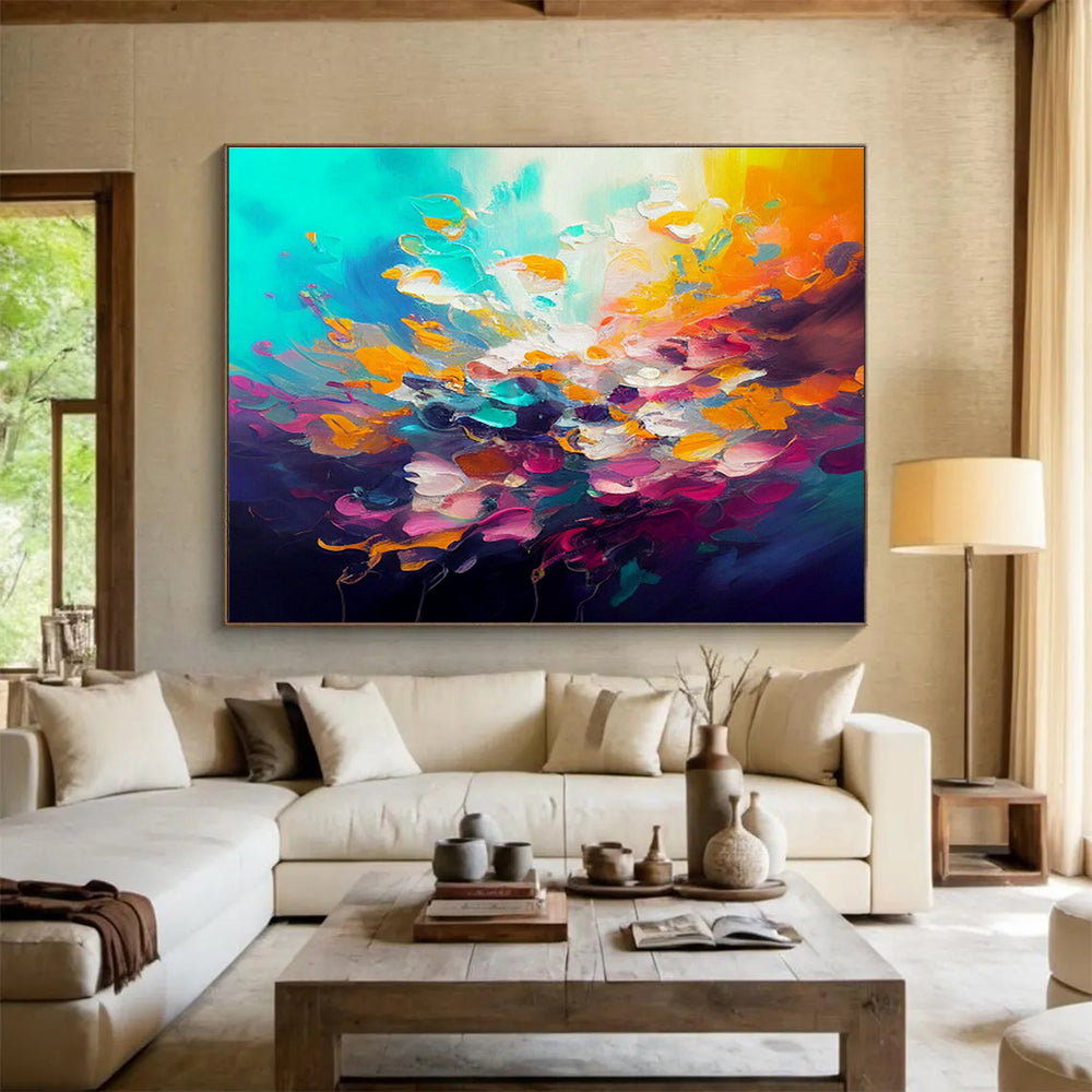 Color - Burst Floral Abstraction - Vivid Impressionistic Painting On Canvas DKS346