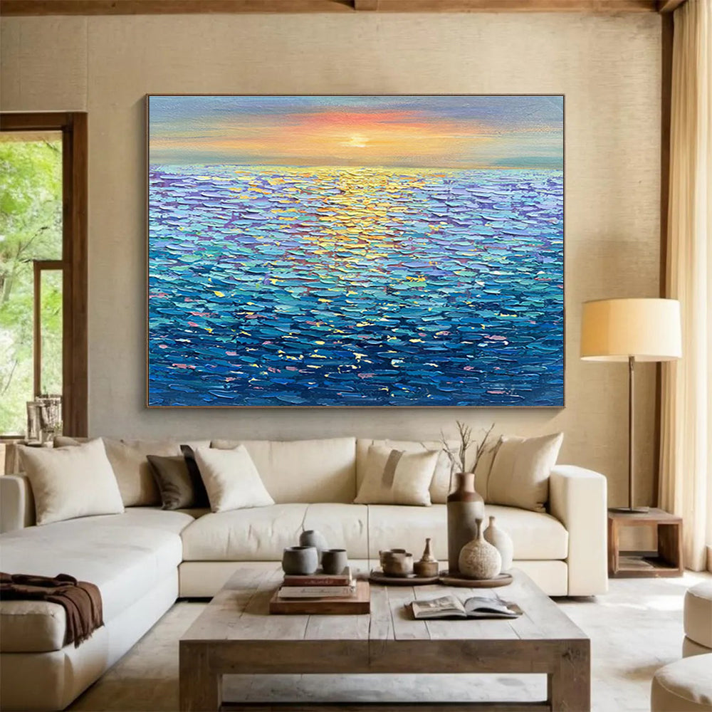 “Colorful Sea Sunset” - Impressionistic Oil Painting On Canvas DKS855