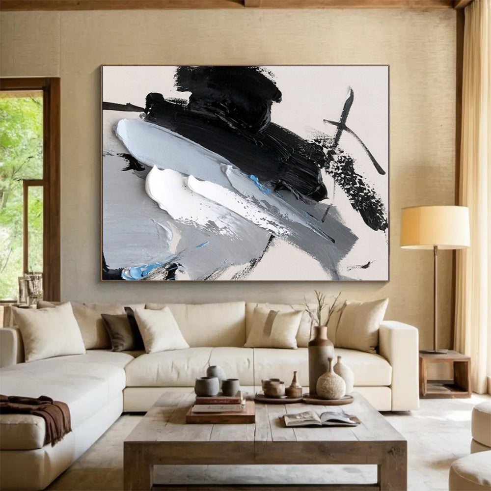 Gray - Blue Interweave - Mainly Black, Gray, and Blue - Minimalist Abstraction PS0777