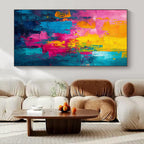 Colorful Patchwork, "Vibrant Cityscape" – Abstract Cityscape Painting On Canvas PS1014