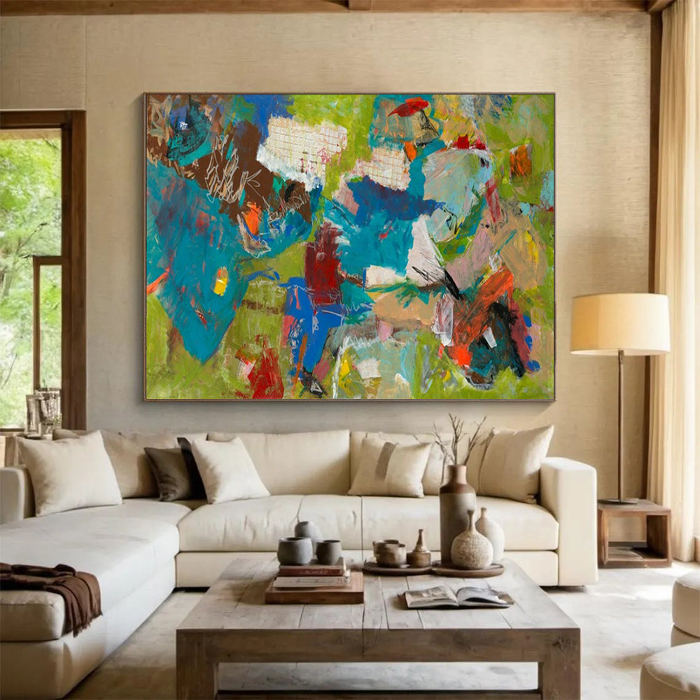 “Vibrant Chaos & Colorful Shapes” - Abstract Expressionist - Inspired Painting On Canvas PT1677