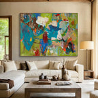 “Vibrant Chaos & Colorful Shapes” - Abstract Expressionist - Inspired Painting On Canvas PT1677