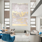 “Grey and Gold Swirls: Textured Abstract” - Luxe Modern Art On Canvas PT0951