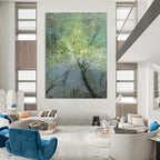 “Dreamy Green Forest Landscape” - Misty Woodland with Subtle Light Painting On Canvas DS247