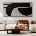 Black and White Organic Shapes "Shadow Play" Minimalist Painting On Canvas PS1073