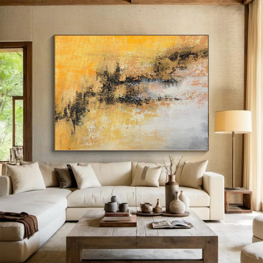 “Sunny Yellow Abstract” - Cheerful Abstract Painting On Canvas PS0041