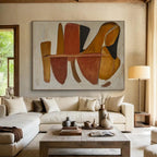 “Abstract Shapes in Earth Tones” - Minimalist Oil Painting on Canvas PT1492