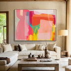 “Color - Blocked Pink - Orange Abstract” Abstract Painting On Canvas DKS201