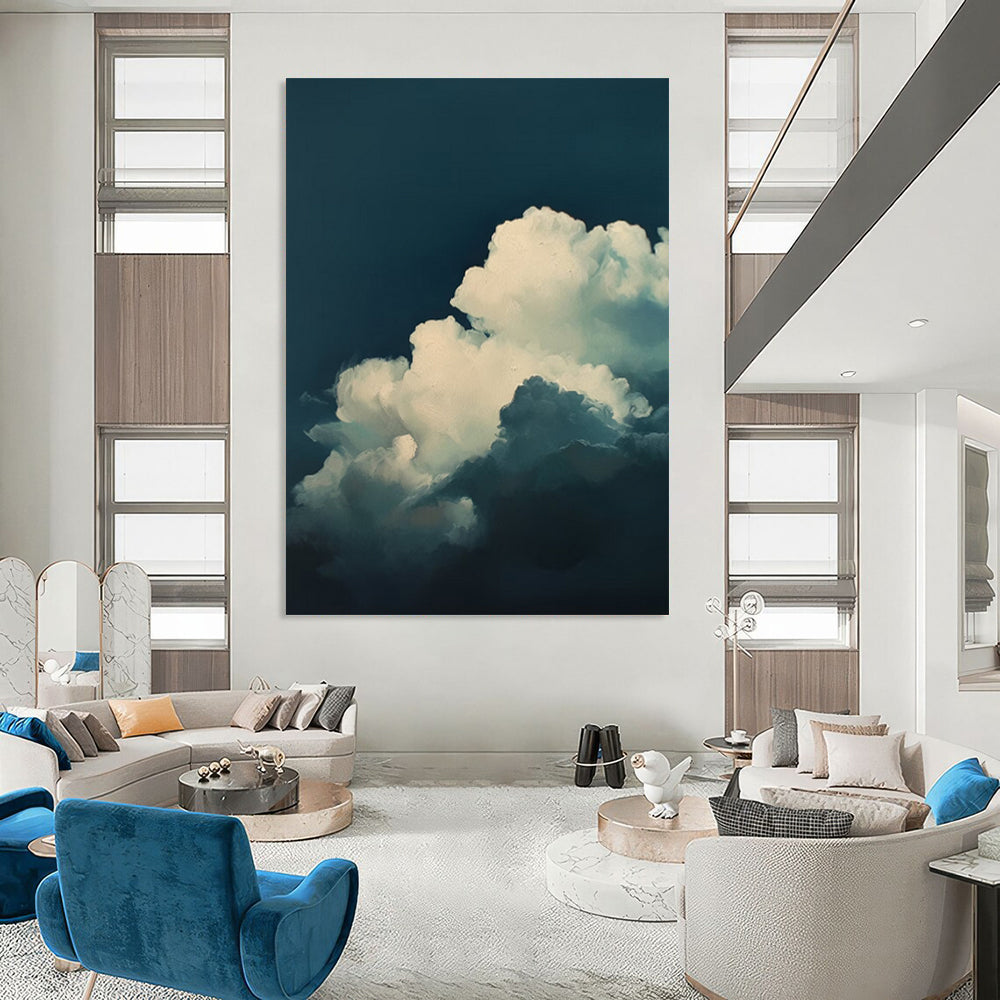 “Blue - White Serene Clouds” - Impressionistic Sky Painting On Canvas DS015