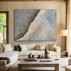 “Textured Coastal Abstract Landscape” - Minimalist Landscape Painting On Canvas PS0323