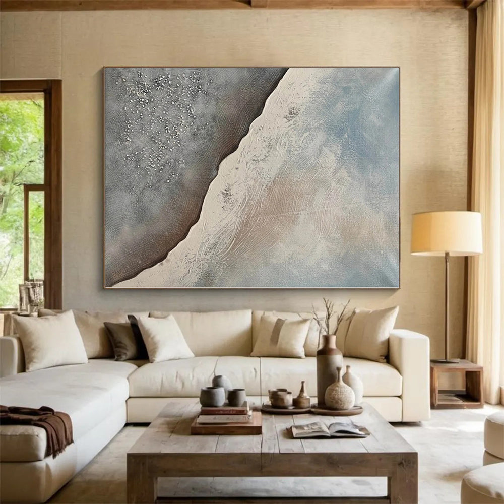 “Textured Coastal Abstract Landscape” - Minimalist Landscape Painting On Canvas PS0323