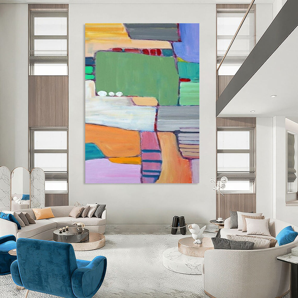 “Vibrant Geometric Abstraction - Bold Colors & Shapes” Painting On Canvas DS262