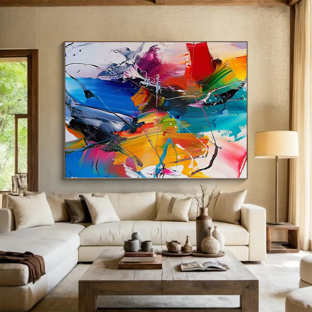 “Intense Color Clash of Creativity” - Chaotic Abstract Painting On Canvas PS0232