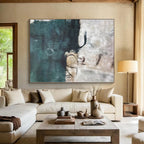 “Teal - Grey - White Abstract Mysterious Forms” - Abstract Expressionist Painting On Canvas PS0309
