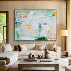 Pastel - Toned Abstract with Lines Painting On Canvas DKS071