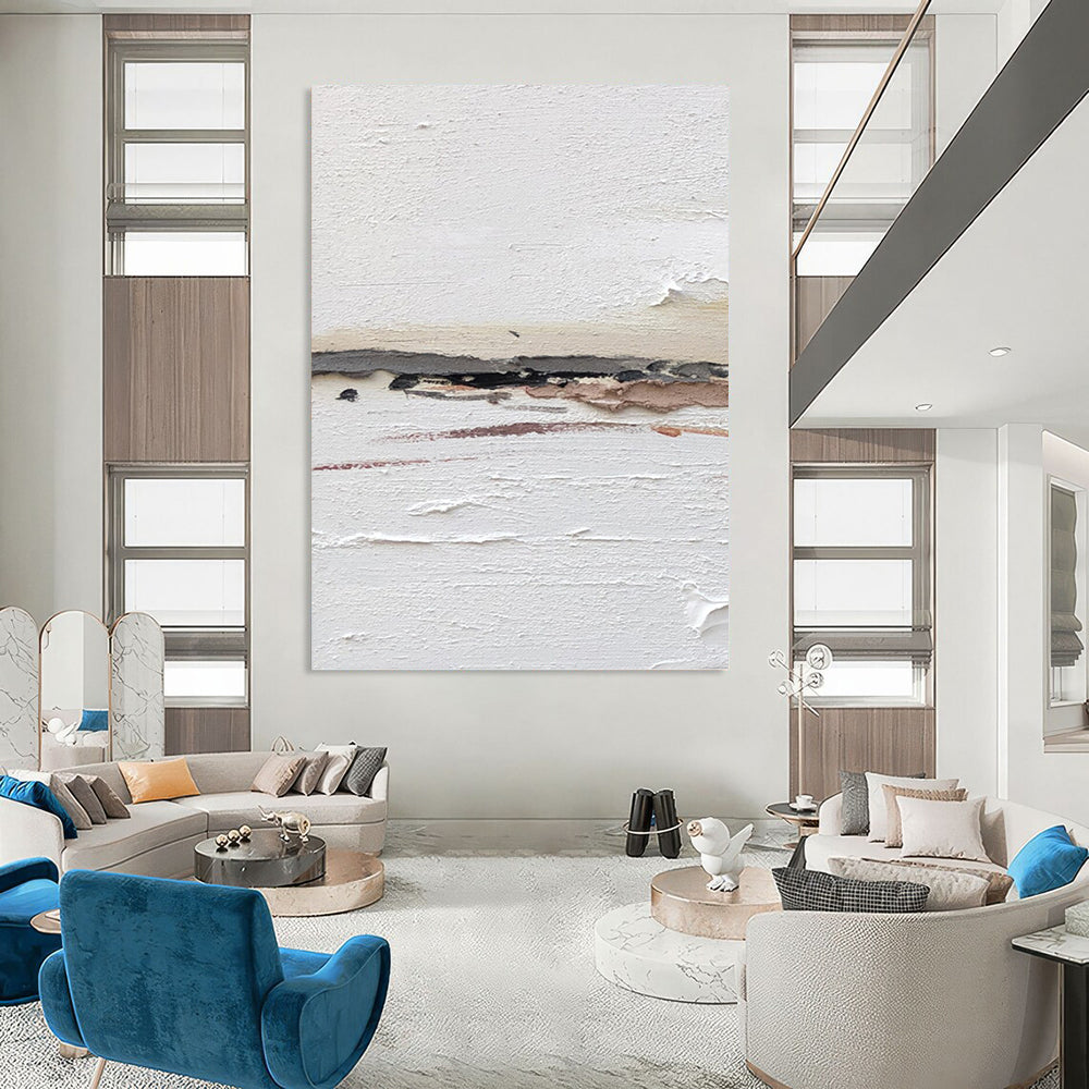 “White and Brown Abstract” - Abstract, Subtle - Styled Painting On Canvas PT1664