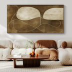 Brown and White Abstract, "Earthly Lines" – Abstract Line - Art Painting On Canvas PS0941