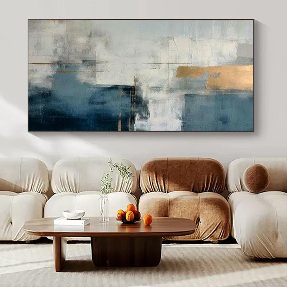 Cool Tones with Gold Accents "Gilded Serenity" Abstract Painting On Canvas PS1205