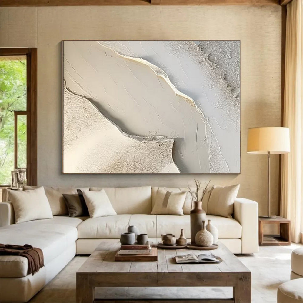 “Subtle Textured Abstraction” - Minimalist Plaster - like Painting on Canvas PT1512