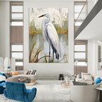 White Egret in Soft Hues, Realism with Sargent's Touch, Wildlife Painting On Canvas PT2127