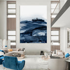 “Blue Watercolor Landscape” - Serene Hues with Misty Mountains Painting On Canvas DS230