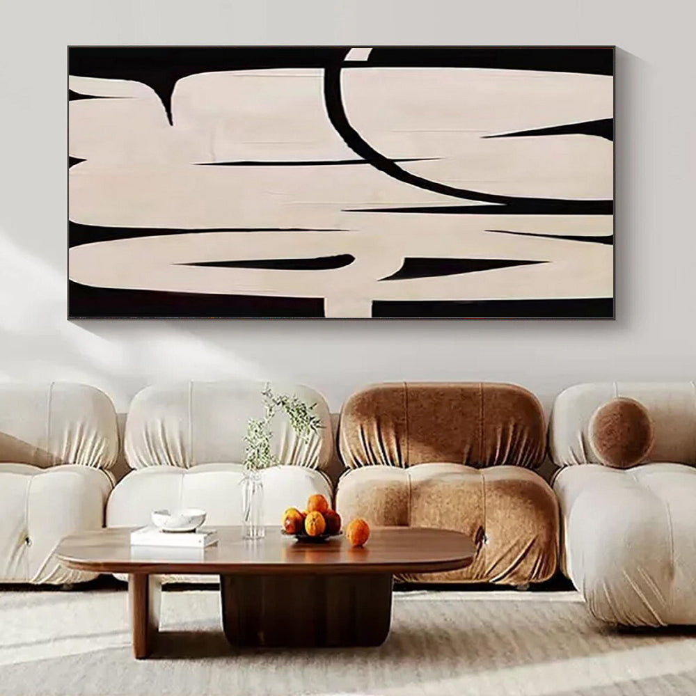 Black and White with Bold, Broken Shapes "Fragmented Simplicity" Abstract Painting On Canvas PS1119