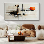 Monochromatic Landscape with Misty Mountains "Misty Mountainscape" Ink - Wash Painting On Canvas PS1213