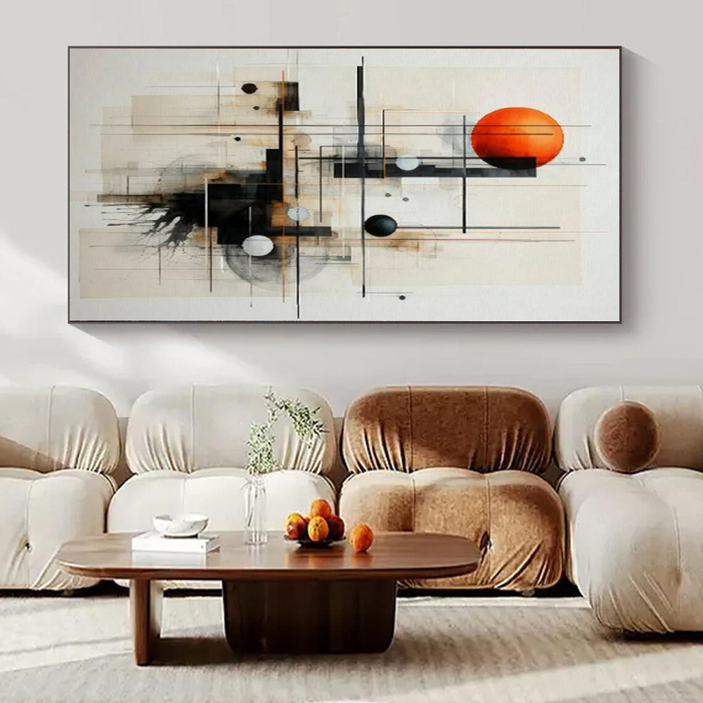 Monochromatic Landscape with Misty Mountains "Misty Mountainscape" Ink - Wash Painting On Canvas PS1213