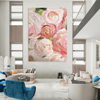 “Pink and White Floral Impressionist Painting” - Botanical Impressionism On Canvas PT0983