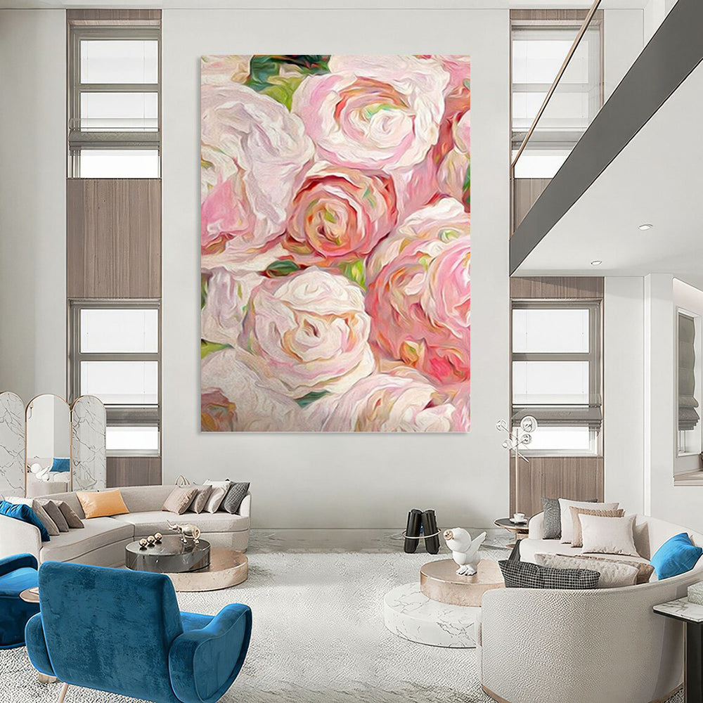 “Pink and White Floral Impressionist Painting” - Botanical Impressionism On Canvas PT0983