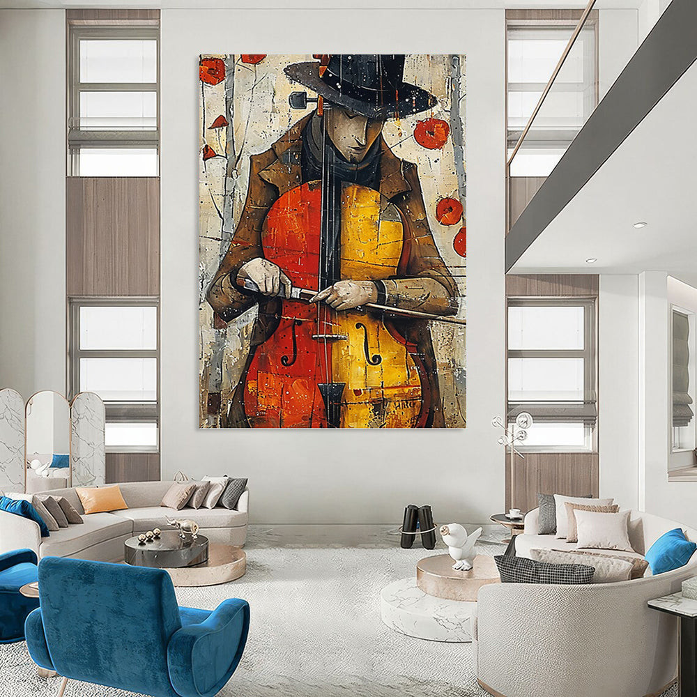 “Musician Portrait” - Stylized, Figurative Painting On Canvas PT1532