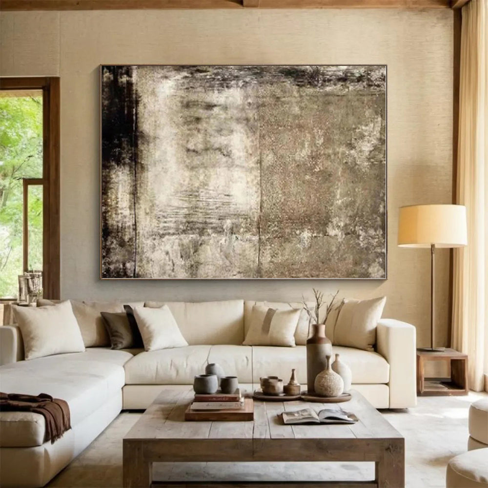 “Brown Textured Abstract” - Brown Abstract Textured Painting On Canvas PS0553