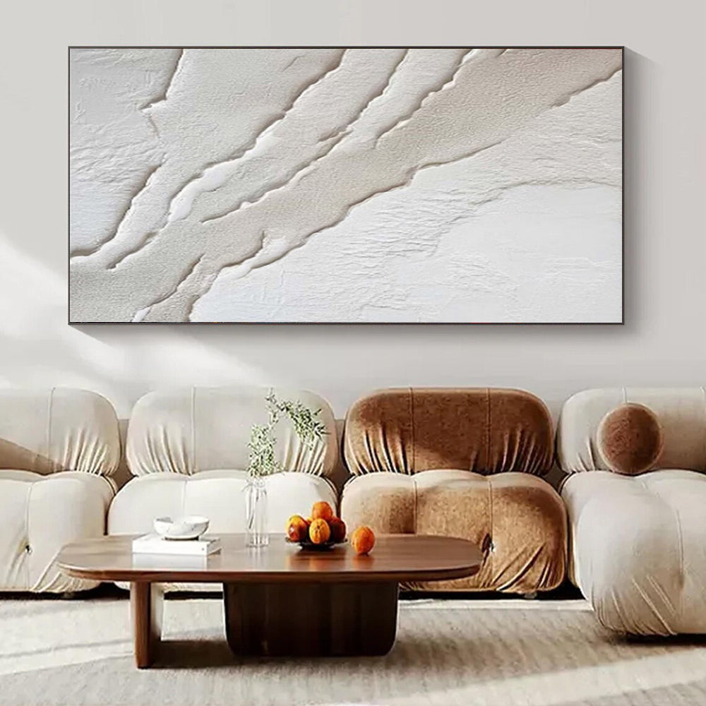 “White Textured Abstract” - Subtle Abstract Painting On Canvas PS0172