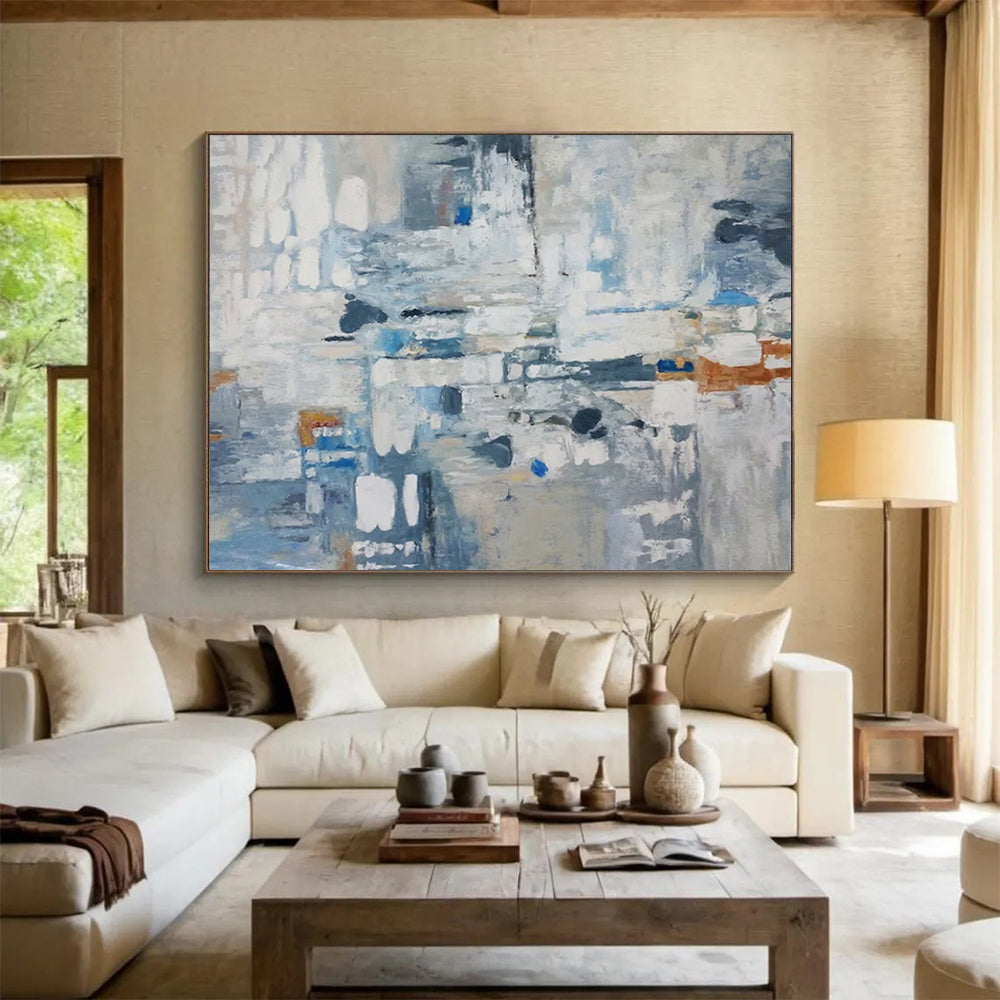 “Cool Abstract Impasto Cityscape” - Textured Urban Painting On Canvas PT018