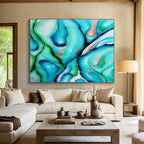 “Swirled Teal - Green Abstract” - Fluid Acrylic Painting on Canvas DKS917